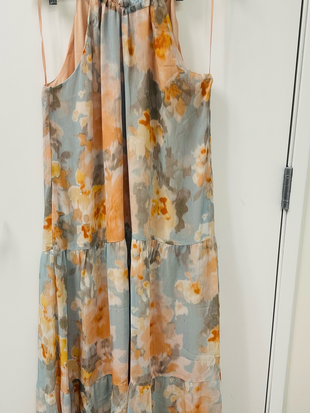 Socialite Peach and Light Blue Floral Maxi Dress